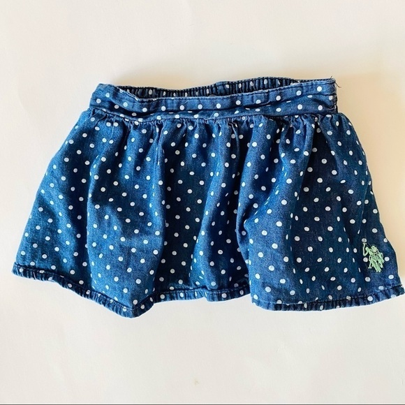 U.s. Polo Assn. Girls Jean Polka Dot Skort - Picture 4 of 6